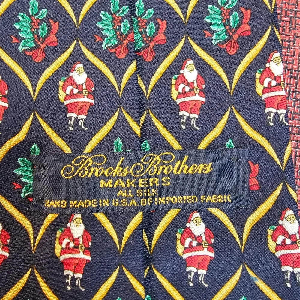 Vintage Brooks Brothers Makers Silk Tie Santa Christmas‎ USA Holiday Novelty